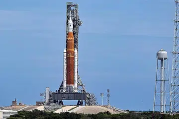 PERCUBAAN KEDUA: Roket SLS Nasa akan dilancarkan dari Pusat Angkasa Lepas Kennedy di Cape Canaveral, Florida, pada Sabtu tengah hari (kira-kira 2.17 pagi Ahad waktu Singapura).