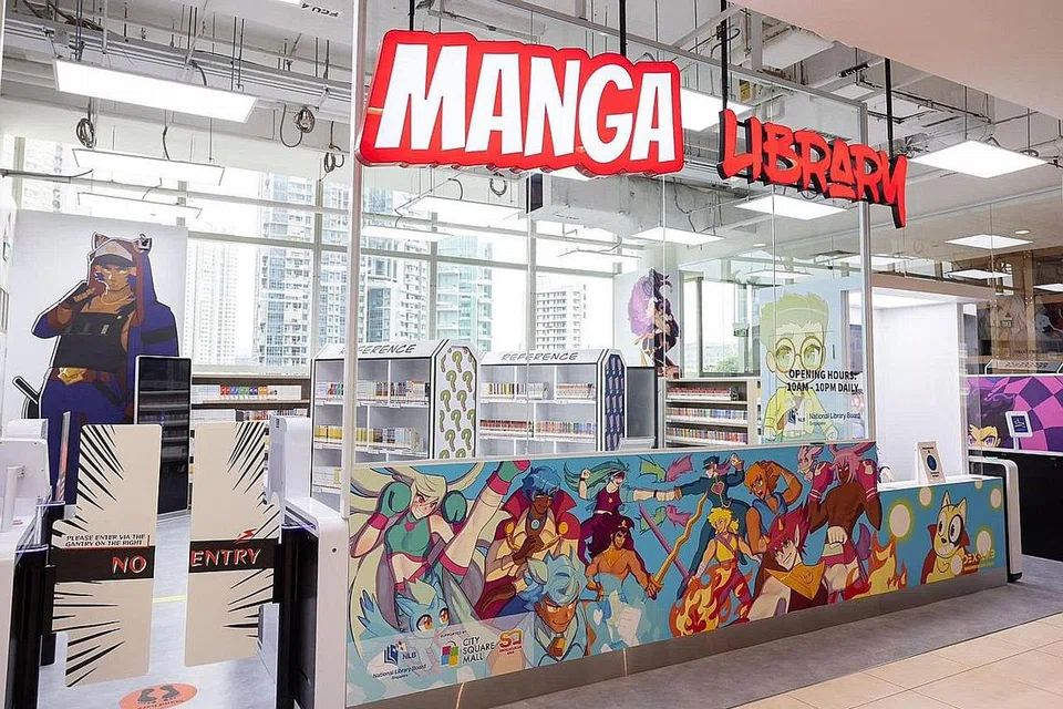 BUKU GRAFIK DAN KOMIK JEPUN: Peminat komik Jepun atau manga kini boleh mengakses lebih 5,000 tajuk komik di City Square Mall yang turut mengetengahkan komik setempat seperti Mr Kiasu. - Foto FACEBOOK NLB