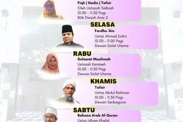 Kuliah diadakan pada Sabtu hingga Khamis dari 10 pagi hingga 11.30 pagi. Ia akan berlangsung di Dewan solat utama, Masjid Al-Khair di Teck Whye Crescent.