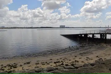 NEA menasihatkan pengunjung pantai supaya tidak berenang di pantai Pasir Ris dan Sembawang Park (gambar) kerana paras bakteria Enterococcus yang tinggi.