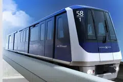 Gambaran artis mengenai  kereta api dua gerabak baru untuk LRT Punggol-Sengkang.