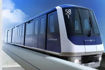 Gambaran artis mengenai  kereta api dua gerabak baru untuk LRT Punggol-Sengkang.