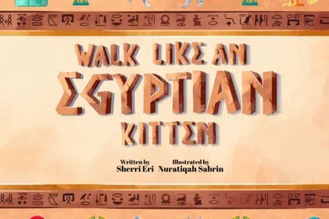 Dalam buku, ‘Walk Like An Egyptian Kitten’, seekor anak kucing yang masih kecil belum tahu bagaimana untuk berpura-pura sesuatu itu wujud padahal ia tidak. Jadi, apabila abang dan kakaknya mengajaknya bermain permainan pura-pura, bagaimana pula dia akan melepaskan dirinya daripada kesulitan yang menantinya?