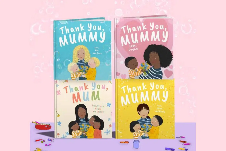 Buku yang diberi sentuhan peribadi dengan nama ibu sebagai watak utama sebagai hadiah Hari Ibu.