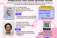 Tiga penceramah akan berkongsi kepakaran mereka dalam mendidik dan membesarkan kanak-kanak berkeperluan khas dalam seminar ‘Melihat Dunia Melalui Lensa Anak Neurodivergen’ yang akan diadakan pada 15 Februari.