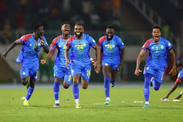 Pemain DR Congo meraikan kemenangan mereka ke atas Mesir menerusi penentuan penalti pada pusingan 16 terakhir Afcon di San Pedro, Ivory Coast. 