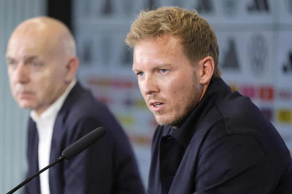 PENGURUS BARU: Pengurus baru pasukan bola sepak lelaki Jerman, Julian Nagelsmann, semasa satu sidang media. Beliau ambil alih tugas sehingga UEFA Euro 2024 berakhir.