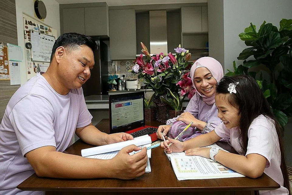 BERI SOKONGAN DAN BIMBINGAN: Nur K'eisha Adeleia seronok mengikuti kelas Bahasa Melayu Lanjutan (HML) di darjah tiga, dengan sokongan ibu bapanya yang turut terlibat membimbingnya di rumah. - Foto BH oleh YONG LI XUAN