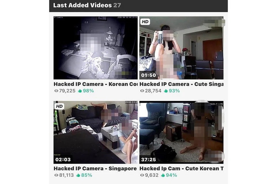 MANGSA PENGGODAM: Tangkap layar daripada sebuah laman menunjukkan beberapa rakaman yang diambil dari kamera keselamatan di rumah telah dimuat naik ke Internet Ada rakaman yang menunjukkan warga sedang menanggalkan pakaian atau dalam keadaan yang mengaibkan. - Foto INTERNET