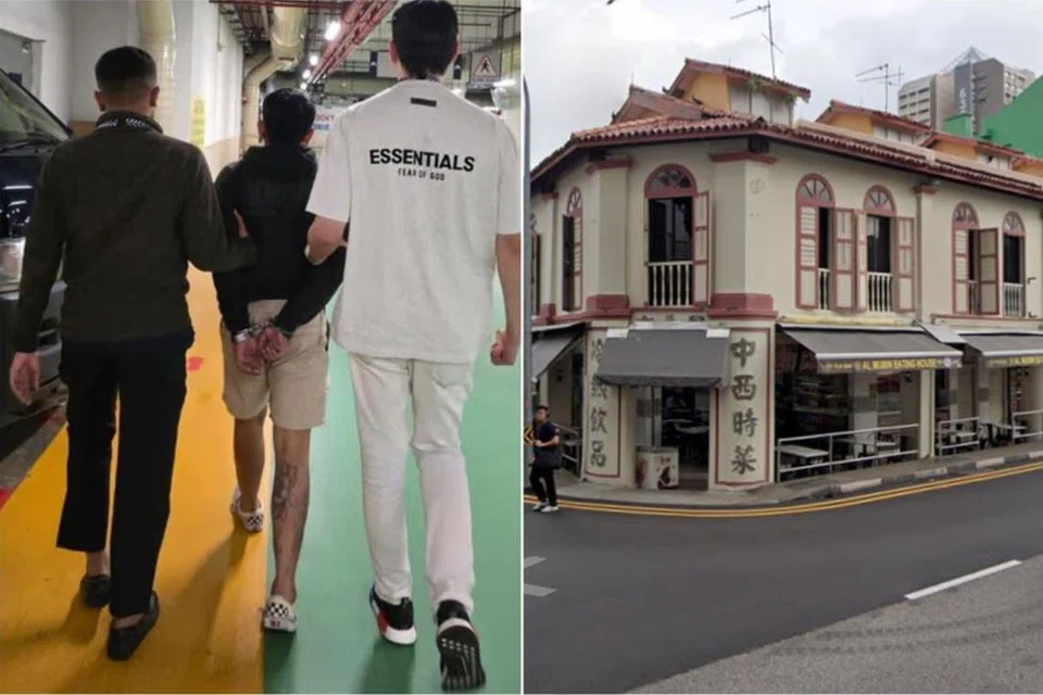 Suspek ditahan pada 24 Disember di sebuah unit kediaman di Keat Hong Close selepas kejadian yang didakwa berlaku di Restoran Al Mubin di  Jalan Besar sekitar 3.30 pagi.