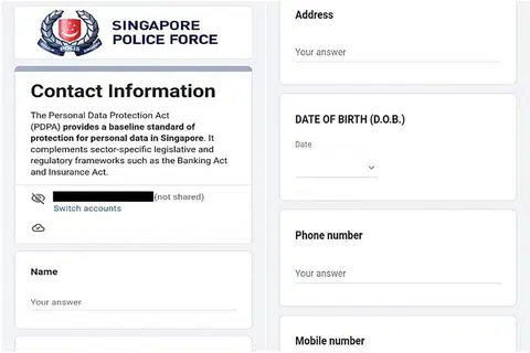 PENIPUAN: Polis kelmarin berkata mereka tidak meminta orang ramai untuk memberikan maklumat mengenai penipuan atau membuat laporan melalui borang Google. - Foto SPF