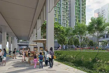 DIKELILINGI KEHIJAUAN: Penduduk flat BTO Bidadari boleh menikmati kehijauan dan kemudahan di kawasan berdekatan rumah mereka pada pertengahan pertama 2021.- Foto HDB