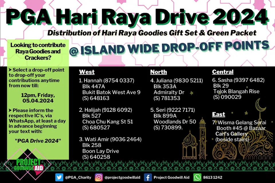 Senarai lokasi pengumpulan derma PGA Hari Raya Drive 2024.