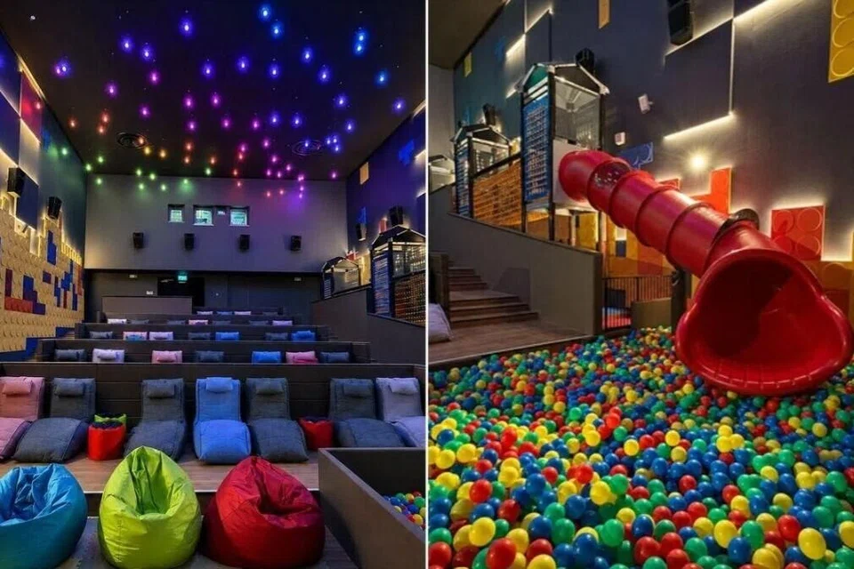 Dewan ‘Dreamers’ terbesar Shaw Theatres di Jem mempunyai gelongsor lima meter dan kolam bola yang direka khas untuk keluarga dengan kanak-kanak.