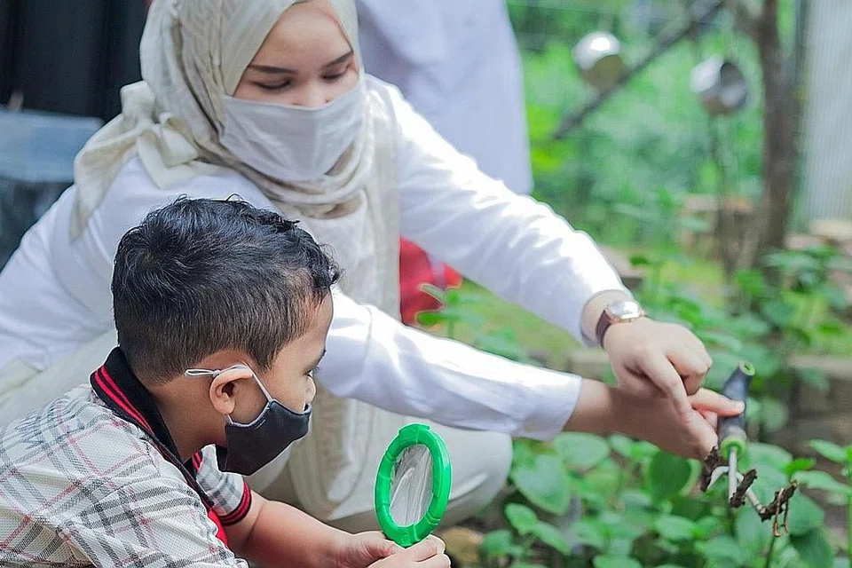 PEMBELAJARAN INTERAKTIF: Murid PPIS (kini 7oaks) didedahkan dengan pembelajaran yang menarik sejak kecil lagi seperti 'STEAM circuit' asas dan menghayati kurikulum 'Reggio' bagi memupuk minat ingin mengetahui dan menghargai alam semula jadi (gambar atas). - Foto-foto PPIS