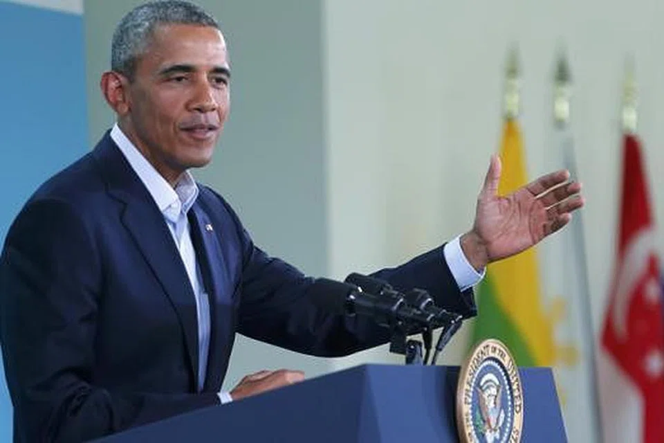 UCAPAN PENUTUP SIDANG: Presiden Barack Obama berucap dalam sidang media di akhir sidang puncak AS-Asean di Sunnylands, Rancho Mirage, California, semalam. - Foto REUTERS