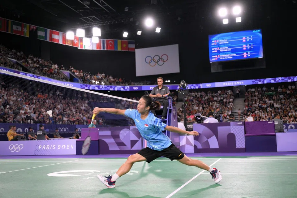 Perseorangan wanita nombor 20 dunia Singapura, Yeo Jia Min, menewaskan pemain Mauritius, Kate Foo Kune, semasa pertarungan perseorangan wanita badminton Kumpulan I pada 30 Julai. 