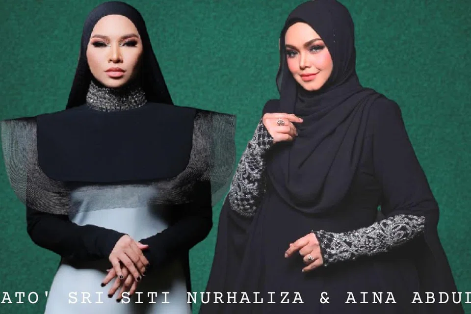 TIDAK PERLU DILAGA-LAGA: Segelintir peminat Aina Abdul (kiri) yang obsesi gigih ingin komposer dan penulis lirik berbakat itu menggantikan ikon seni suara, Datuk Seri Siti Nurhaliza, yang dianggap tidak relevan lagi. Langkah sebegini harus dielakkan sebab antara kededua artis, memang tiada permusuhan.