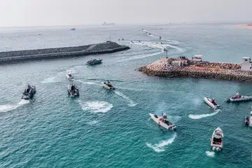 Tentera Laut Kor Pengawal Revolusi Islam (IRGC) mengadakan latihan di perairan Pulau Abu Musa pada Ogos 2023.