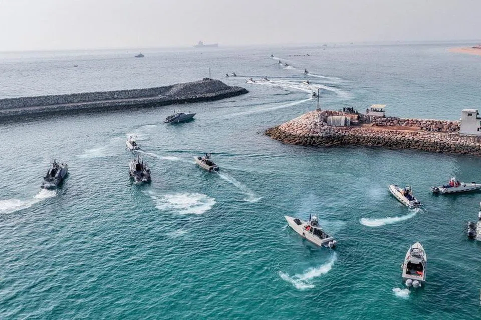 Tentera Laut Kor Pengawal Revolusi Islam (IRGC) mengadakan latihan di perairan Pulau Abu Musa pada Ogos 2023.
