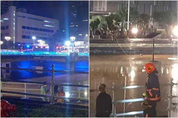 DUA MAYAT DITEMUI: Polis masih lagi menyiasat kejadian dinihari Ahad (18 April) di Sungai Singapura di mana mayat dua lelaki ditemui. - Foto FACEBOOK RUDY FERRAGAMO