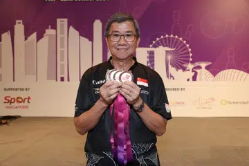 Philip Tang, 68 tahun, wakil bagi divisyen lelaki lebih senior yang berjaya merangkul pingat daripada semua pertandingan di lima acara berbeza.