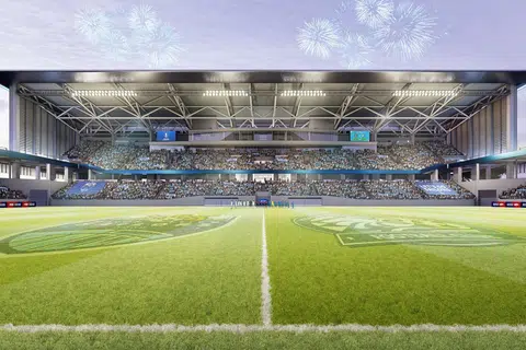 Impresi pereka stadium di TPID yang mampu memuatkan 10,000 penonton. 