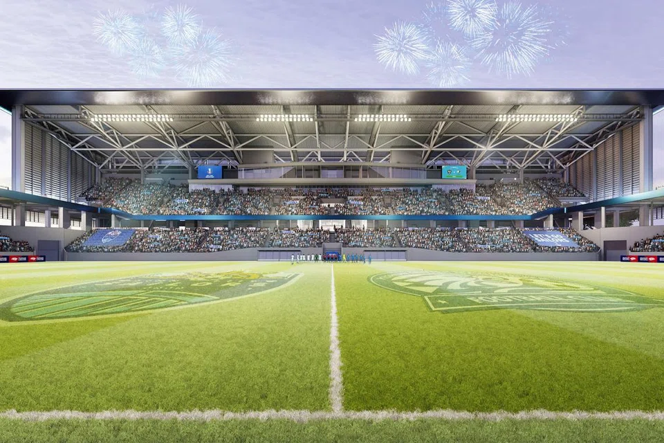 Impresi pereka stadium di TPID yang mampu memuatkan 10,000 penonton. 