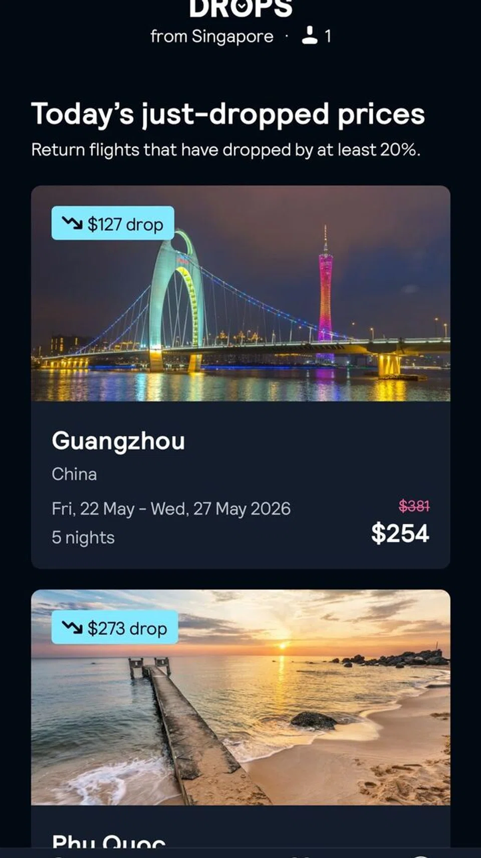 Ciri DROPS membantu pengembara mendapatkan tawaran terbaik dengan mudah.