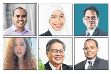 SUMBANG KEPAKARAN: Antara peguam yang sedia membantu mangsa gangguan seksual ialah (dari atas kiri ikut putaran jam), Encik Zhulkarnain Abdul Rahim, Cik Nur Liyana Mohamed Sinwan, Encik Abdul Rohim Sarip, Encik Abdul Rahman Mohd Hanipah, Encik Ahmad Nizam Abbas dan Cik Ameera Bajrai. - Foto-foto DEFENCEGUILD SG, fail