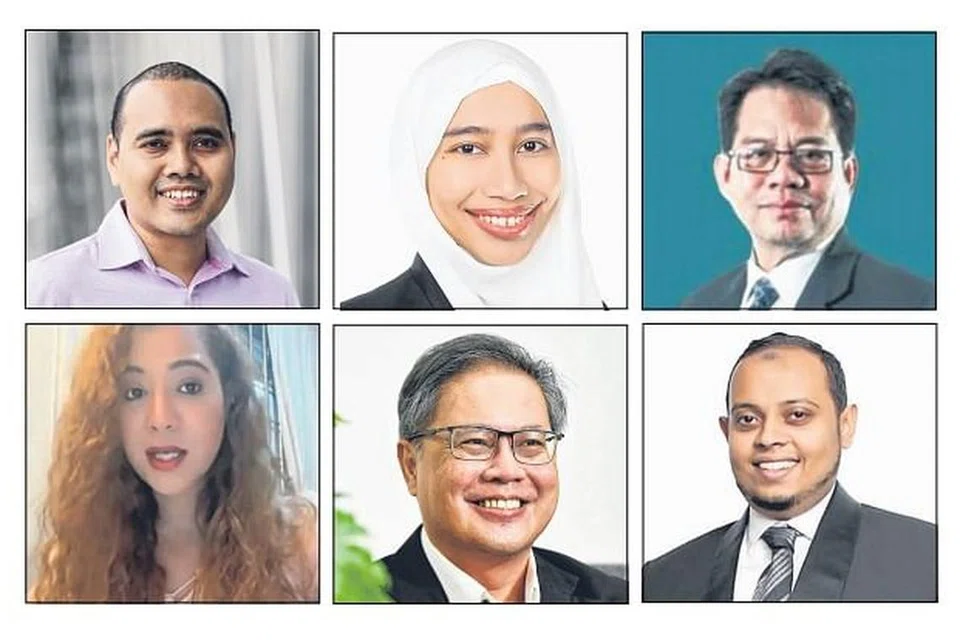SUMBANG KEPAKARAN: Antara peguam yang sedia membantu mangsa gangguan seksual ialah (dari atas kiri ikut putaran jam), Encik Zhulkarnain Abdul Rahim, Cik Nur Liyana Mohamed Sinwan, Encik Abdul Rohim Sarip, Encik Abdul Rahman Mohd Hanipah, Encik Ahmad Nizam Abbas dan Cik Ameera Bajrai. - Foto-foto DEFENCEGUILD SG, fail