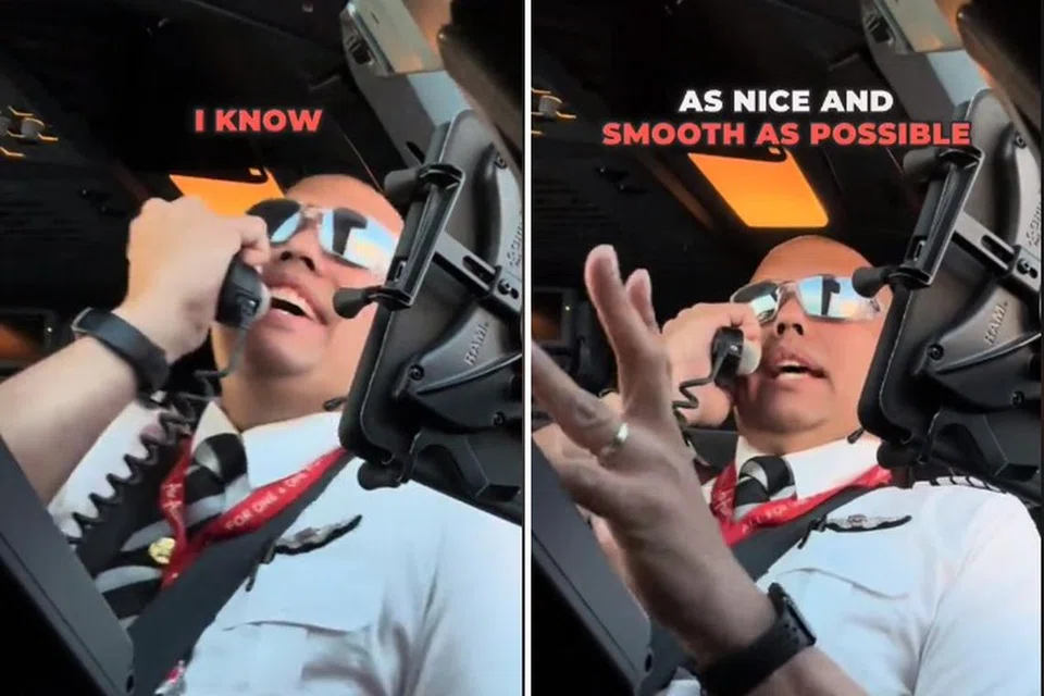 CERIAKAN SUASANA: Kapten Johan Farid Khairuddin, seorang juruterbang AirAsia membuat pengumuman manis kepada penumpangnya pada 14 November apabila beliau sampai ke destinasi 15 minit lebih awal daripada dijadualkan.