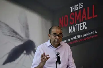 Menteri Negara Kanan (Kemampanan dan Sekitaran), Dr Janil Puthucheary, berucap di majlis pelancaran Kempen Pencegahan Denggi Kebangsaan 2026 pada 16 Mei.