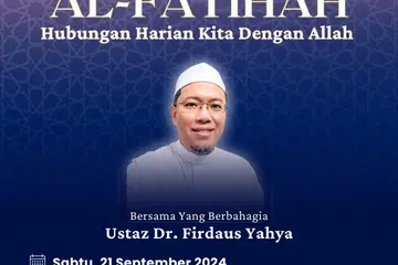 Syarahan ‘Siri Tadabbur: Al-Fatihah – Hubungan Harian Kita Dengan Allah’ akan disampaikan oleh Ustaz Dr Firdaus Yahya.