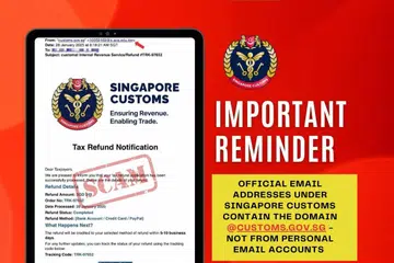 E-mel penipuan itu mengandungi pautan untuk penerima menuntut pulangan cukai serta pilihan kaedah pulangan cukai menerusi pindahan bank atau kad kredit.