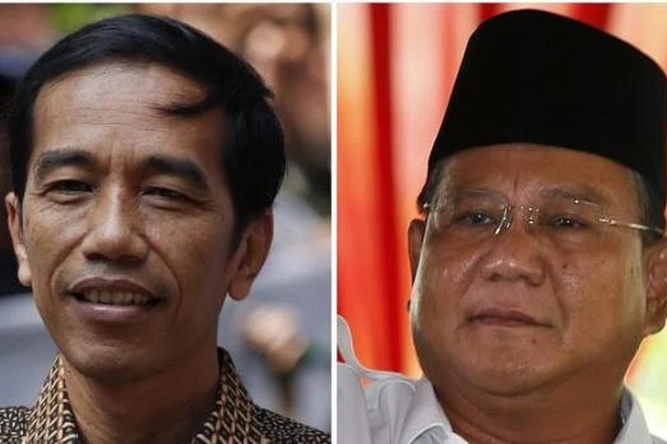 SINAR HARAPAN RAKYAT: Tidak kira sama ada Encik Joko Widodo (Jokowi) (kiri) atau Encik Prabowo Subianto yang memenangi pilihan raya presiden Indonesia, keadaan jelas mencerminkan nurani rakyat yang mendambakan sebuah Indonesia Baru, di mana antara cirinya ialah menolak politik wang dan rasuah. - Foto REUTERS