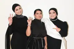 Anggota kumpulan Feminin (dari kiri) Along, Watie dan As semasa membuat persebahan di Axiata Arena bagi hari keempat Konsert GenKRU. 