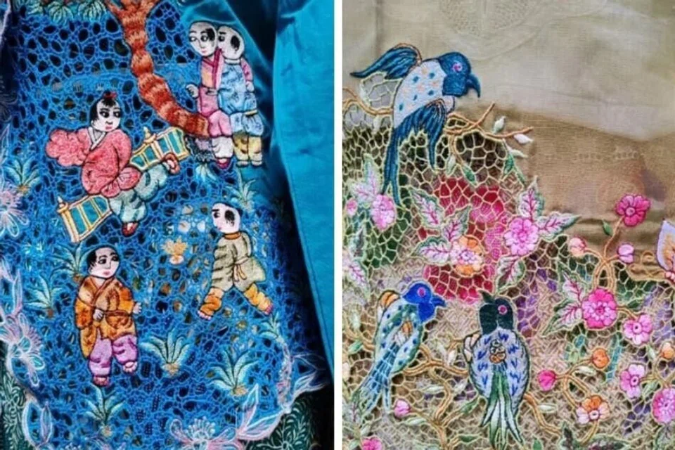 Penggunaan motif flora biasanya digabungkan dengan unsur-unsur alam seperti daun, sulur dan haiwan untuk mencipta sulaman yang harmoni.