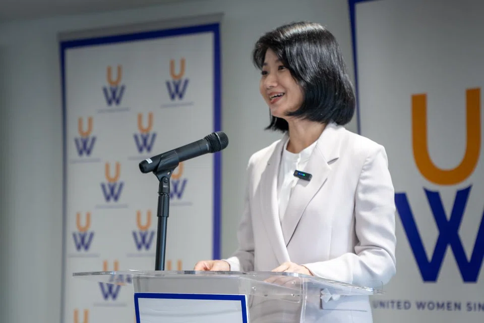 Menteri Negara (Pembangunan Sosial dan Keluarga merangkap Ehwal Dalam Negeri), Cik Sun Xueling, ketika menyampaikan ucaptamanya di majlis pembentangan data baru, Wanita dalam Stem: Pelancaran Penyelidikan Kuasa Allyship 2025 pada 2 April.