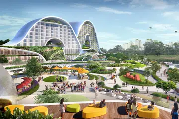 JURONG LAKE DISTRICT: Lukisan artis untuk kawasan tersebut setelah ia dibangunkan pada masa kelak. - Foto STB