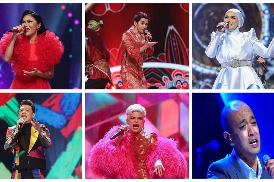 BINTANG YANG DIJANGKA FINALIS: (Dari kiri di atas, mengikut putaran jam) Nikki Palikat, Naqiu, Liza Hanim, Tomok, Jaclyn Victor dan Hady Mirza, diramalkan penulis berjaya ke peringkat akhir.