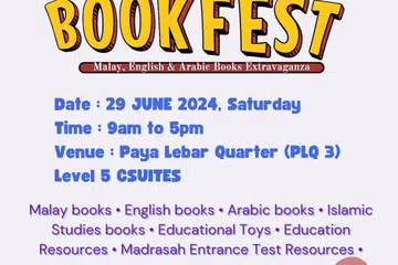 The Safaa Safiyyah Publication, Arabic Edu Hub dan Maktaba Hammoud akan mengadakan acara ‘Kids Bookfest 2024’ pada 29 Jun 2024 dari 9 pagi hingga 5 petang di Paya Lebar, PLQ 3.
