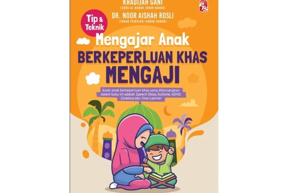 Mengajar anak berkeperluan khas mengaji: tip & teknik
Nombor Panggilan: 297.1224045 KHA

Buku yang menggabungkan perspektif agama dan psikologi ini didedikasikan khas buat ibu bapa dan pendidik apabila berhadapan dengan kanak-kanak berkeperluan khas seperti autisme, Gangguan Hiperaktif Kurang Tumpuan (ADHD) dan disleksia.