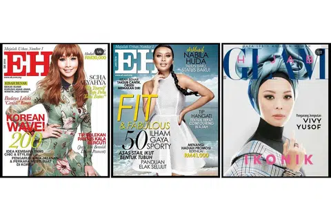 KENANGAN DIABADI: Ramai personaliti popular Malaysia yang pernah ditampilkan sebagai penghias kulit majalah telah memberi penghormatan terakhir kepada majalah-majalah tersebut dalam siaran di Instagram, termasuk (dari kiri) Scha Al Yahya, Nabila Huda dan Vivy Yusof. - Foto-foto INSTAGRAM