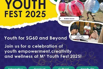 Poster M^3 mengenai Pesta Belia M^3 pada hari Sabtu, 12 Julai.
