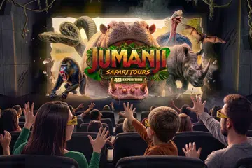 Mereka yang menonton Jumanji: Safari Tours Ekspedisi 4D, akan merasakan tiupan angin dan semburan air sebagai sebahagian pengalaman.