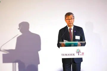 Pengerusi Temasek Holdings, Encik Lim Boon Heng, pada acara majlis ulang tahun ke-50 Temasek di Hotel Shangri-La 