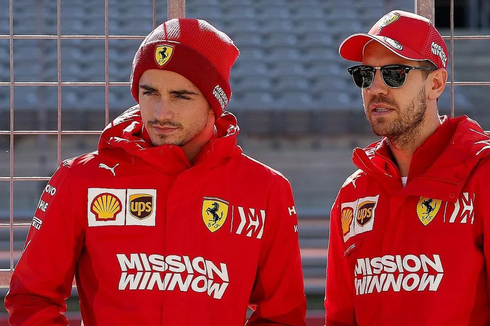 MAHU RAIH KEMENANGAN: Charles Leclerc (kiri) dan Sebastian Vettel mahu menghadiahkan kemenangan bagi Ferrari. - Foto AFP