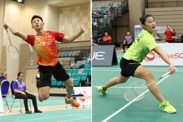 WAKILI NEGARA: Kededua pemain negara, Joel (kanan) dan Jaslyn (paling kanan), yang berusia 17 tahun, dipilih berdasarkan ranking mereka dalam peringkat Junior dunia. - Foto SBA