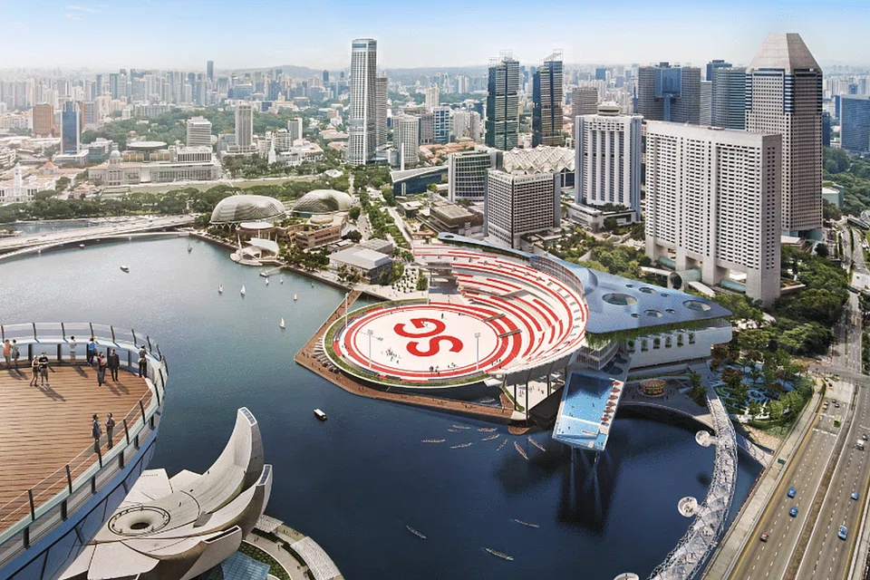 Dataran NS, struktur tetap yang menggantikan The Float @ Marina Bay, bertujuan memperingati NS dan peranan penting NS di Singapura.
